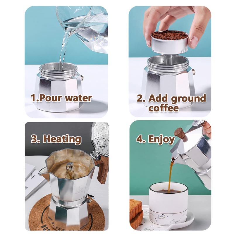 Moka Pot, Italian Coffee Maker, Coffee Pot 6 cup/10 OZ
