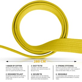 DXM SPORTS BJJ Jiu Jitsu Belt - Taekwondo Karate Belt - Martial Arts Uniform Ranking Judo Belt Double Stitched for Kids Adult (Yellow, 280cm)