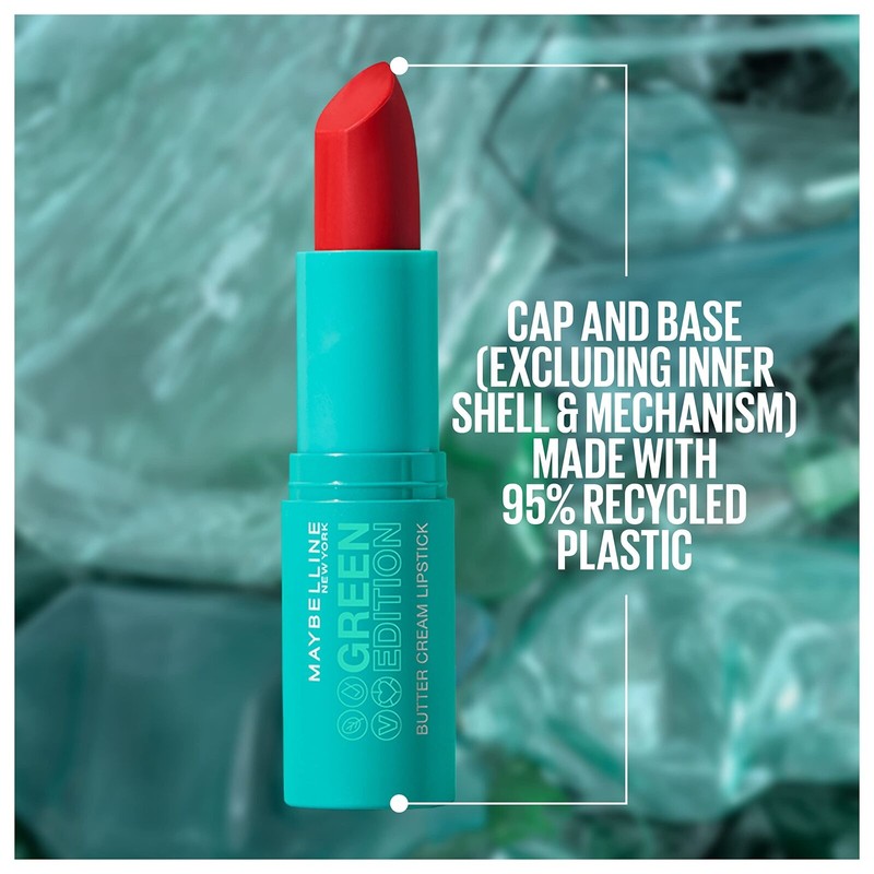 MAYBELLINE Green Edition Butter Cream High-Pigment Bullet Lipstick, Ecliptic,