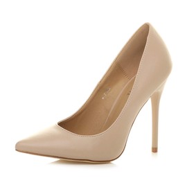 Ajvani Womens Ladies high Heel Pointed Court Smart Party Work Shoes Pumps, Nude Matte, 5 UK