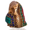 Anonymous Artist Estatua de búho con incrustación Escultura de latón,