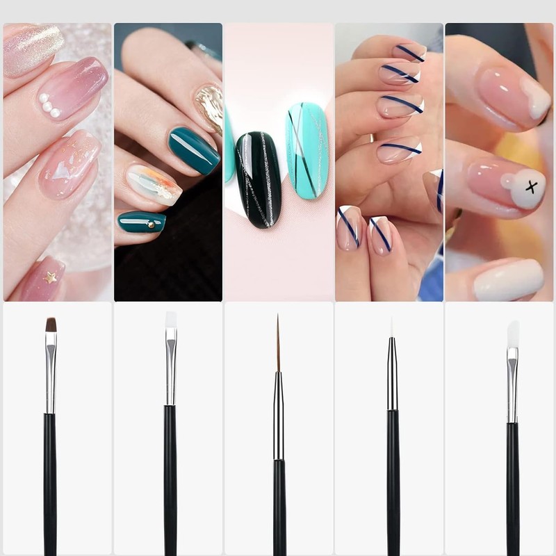 Cheerhom 15 Pezzi Pennelli Unghie Gel, Nail Art Pennelli per