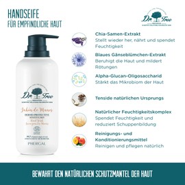 Dr. Tree BioDermo Protective Liquid Soap for Sensitive Skin, Vegan Cosmetics, Cleans and Restores the Skin Barrier, 99.7% Natural Ingredients, 200 ml