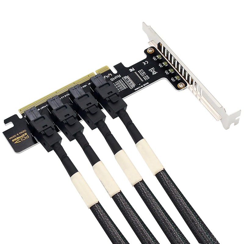 PH49 PCIe4.0 X16 to 4-Port U.2 NVME SFF-8643 SFF-8639 Expansion