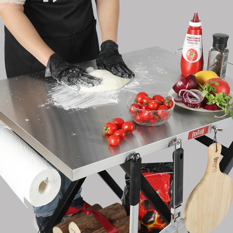Feasto Outdoor Grill Table, Foldable Pizza Oven Stand & Griddle