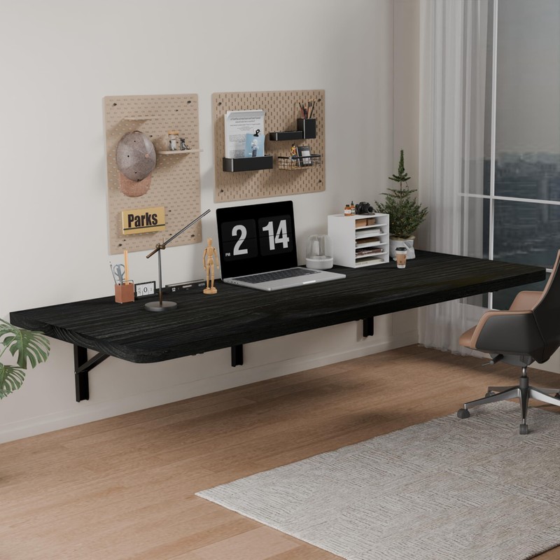IAE Floating Wall Mounted Folding Table Desk with Pine Wood,55"
