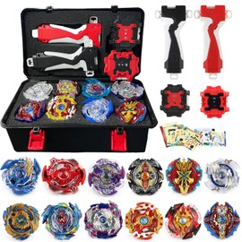 UTJCNVC Bey Battling Burst Gyros 12 Piezas de Juego de Juguetes Gyros,2 Beyblade transmisores bidireccionales con Estuche de Almacenamiento portátil,Perfecto para Regalos,Fiestas y Multijugador