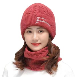 SOIMOE Women's Knit Hat, Neck Warmer, Knit Hat, Cold Protection, Knit Hat, Girls, Fleece Lined, Boa, Thick, Lightweight, Soft, Thermal Insulation, Breathable, Stretchable, Stylish, Autumn, Winter,