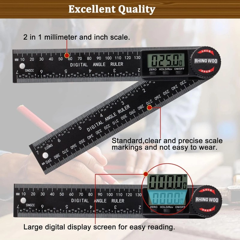 TBVHOMM 2 IN 1 digital angle ruler Guage 360 degree