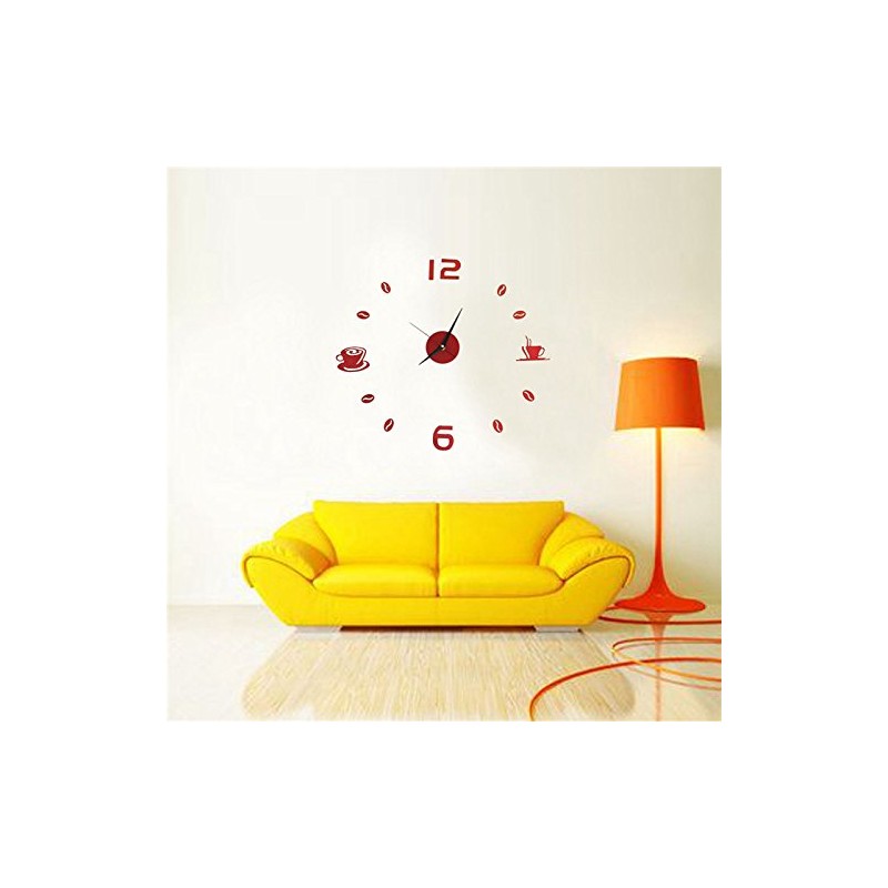 Aliciashouse Große Wanduhr DIY Wand Aufkleber Uhr Kaffee Tee Tasse