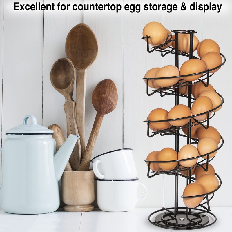 WOODLAND ACRES Rotating Spiral Egg Dispensing Rack, Skelter, Countertop storage