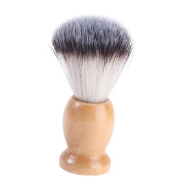 minkissy Natural Wooden Handle Beard Brush Synthetic Nylon Bristles Gentle Facial Care Brush for Men for Wet or Dry Shaving for