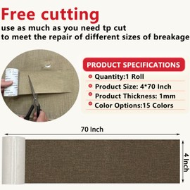 Gheeidau Gheeidau Linen Repair Tape 4x70 Inch Self-Adhesive Couch Patch Repair Fabric Patch for Furniture,Sofas,Cushion,Chairs,Bags,Linen Goods(Dark Brown)