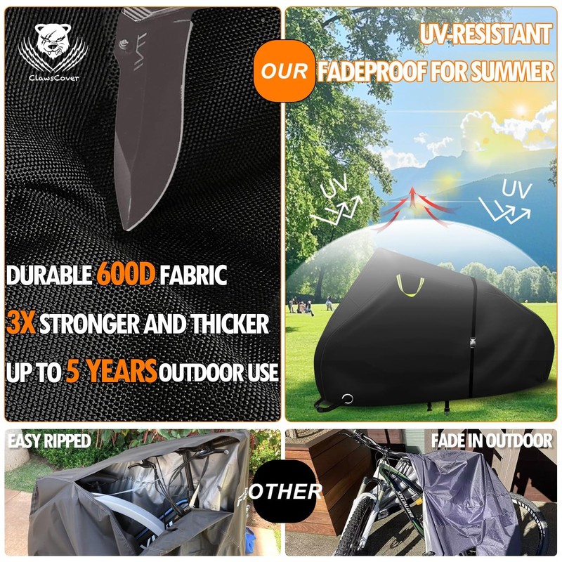 ClawsCover Bike Covers Outdoor Storage Waterproof for 2 Bikes,Heavy Duty