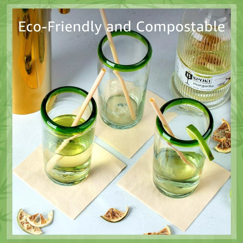 Ibambo Bamboo Cocktail Napkins - 50 Pack, 2-Ply, Ecofriendly Beverage