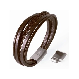Fly Style Leather bracelet black or brown with magnetic clasp made of stainless steel, men's braided bracelet, length 18-25 cm, faux leather, vegan, Leather