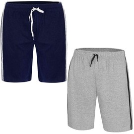 True Face 2 Pack Mens Shorts Loungewear Stretch PJ Nightwear Pjyama Bottoms Sleepwear Pants Navy/Grey XL