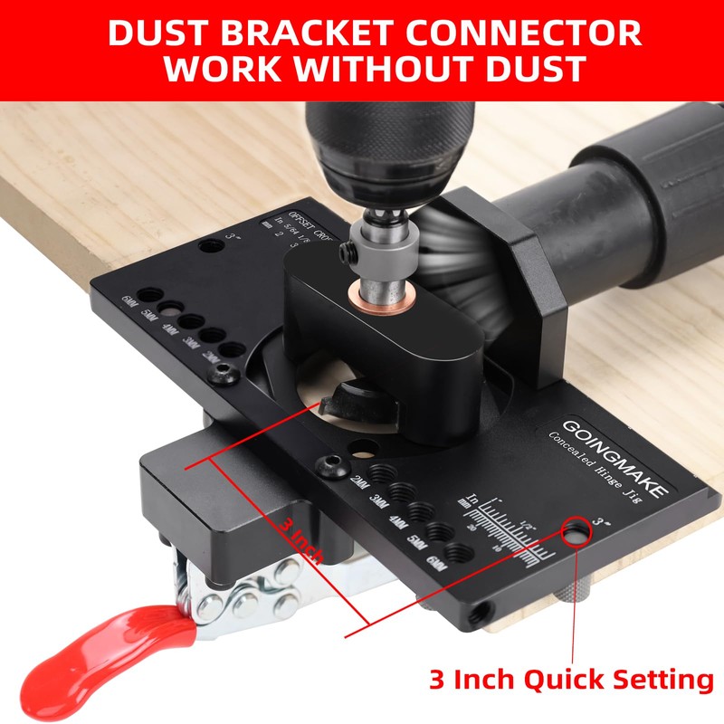 GOINGMAKE Metal Concealed Hinge Jig with Quick Clamp and Dust