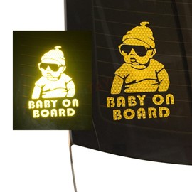 customTAYLOR33 Baby on Board High Intensity Grade Reflective Safety Sticker Decal - Carlos Baby Hangover - Many Colors for Girl or Boy - Cars, Vans, Trucks, etc, (Yellow)