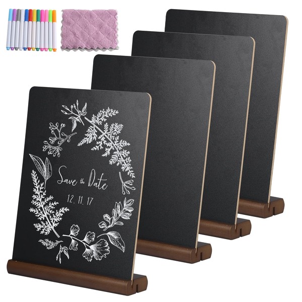 SUTINE 8.6x11 Desktop Chalkboard Small Chalkboard Sign with Wood Base