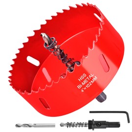 4 Inch / 102mm Hole Saw for Wood, Plastic Board, Ceiling,Drywall, PVC Boards, Fiberglas and Metal Sheet - HSS Bi-Metal Hole Cutter with Pilot Drill Bit (4"(102mm))