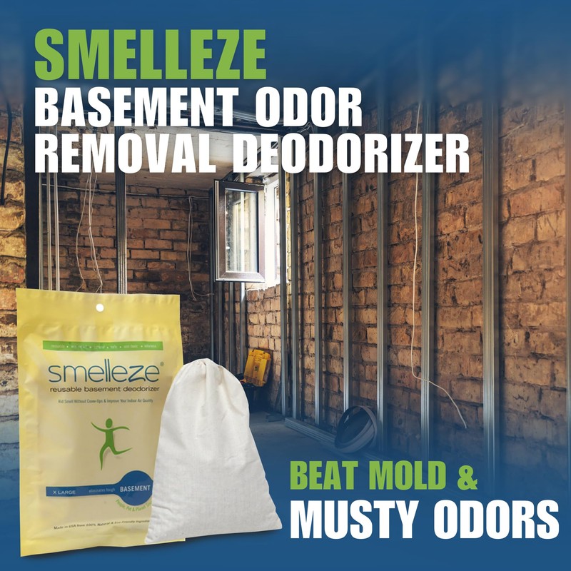 SMELLEZE Reusable Basement Odor Removal Deodorizer Pouch: Rids Funky Smell