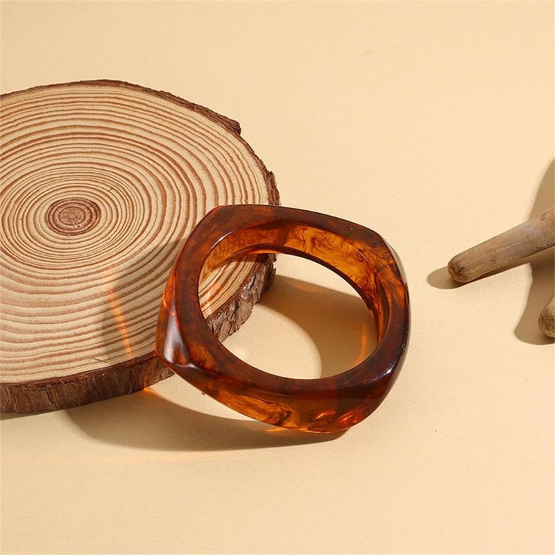 Kicomvi Colorful Resin Irregular Bangle Bracelet Acrylic Acetate Mottled Wide