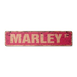 Marley Vintage Plastic Street Sign Childrens Name Room Sign | Indoor/Outdoor | 18" Wide