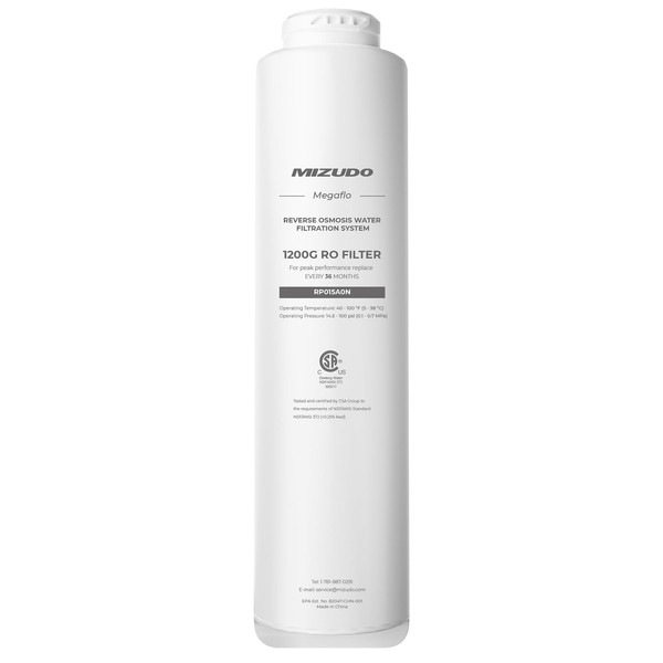 MIZUDO 1200GPD RO Membrane Filter, Reverse Osmosis System Replacement, 0.0001