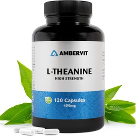 L Theanin Hochdosiert - 400mg pro Kapsel - 120 Kapseln | Für Konzentration, Entspannung & Stressabbau | Vegan, Keine Füllstoffe oder Bindemittel | Allergen und Gluten Frei | Ambervit