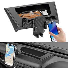 Upgraded Phone Mount Compatible with Jeep Wrangler JK JKU 2012-2018 | Anti-Shake Dash Multi-Mount + Storage Tray | 360° Rotation Phone Holder | Off-Road Interior Accessories