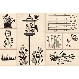 Inkadinkado Flower Garden Wood Stamp Set