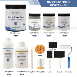LIFVEAN Epoxy Countertop Paint Refinishing Kit, Kitchen Bathroom Glossy Coating for Marble, Granite, Laminate, Ceramic Tile, Cover 40 sq.ft, Granite White