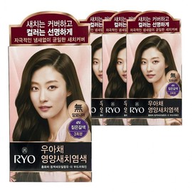 Amorepacific Ryeo Elegant Color Cream Hair Dye for Gray Hair, 4N Dark Brown, 4 pieces