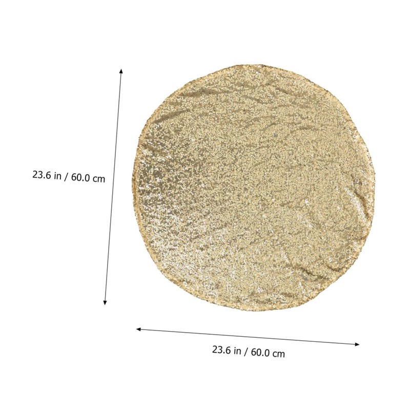 CIYODO Golden Sequin Table Cover Round Shiny Tablecloth for Weddings