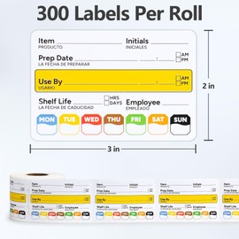 300 Pcs Restaurant Quality Shelf Life Food Rotation Labels, 2” x 3” Self-Adhesive Removable Freezer Food Labels Stickers, Perfect for Reusable Containers, Easy to Remove, Food Safety Date Sticker