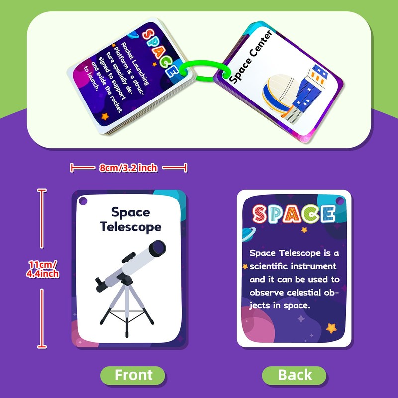 34PCS Outer Space Cognitive Flash Cards,Cognitive Pictures Flashcards for Space
