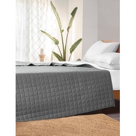 YnM Exclusive Weighted Blanket, Soothing Cotton, Smallest Compartments with Glass Beads, Bed Blanket for One Person of 160lbs, Ideal for Queen/King Bed (60x80 Inches, 17 Pounds, Light Grey)