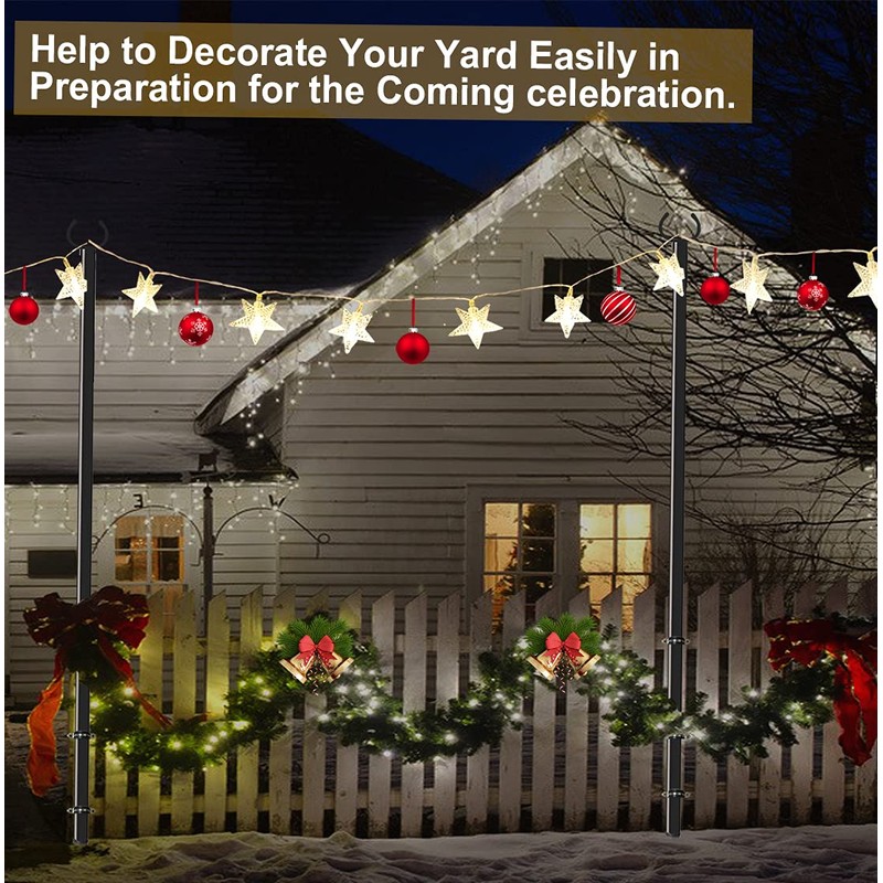 Derkniel 10 FT Outdoor String Light Pole Stand for Garden