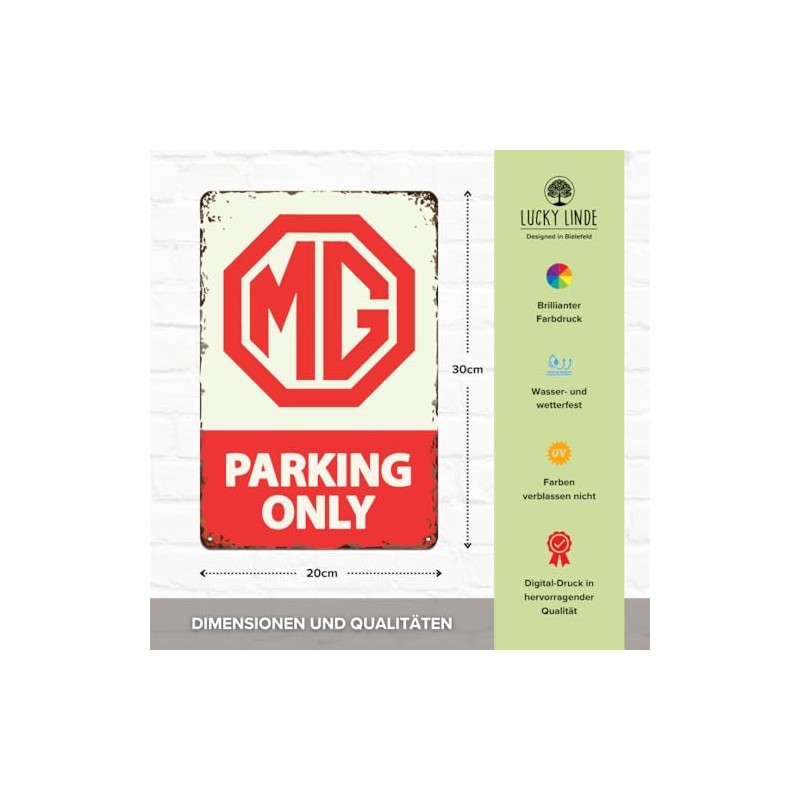 LUCKYLINDE Retro Tin Sign Suitable for MG Oldtimer Fans and