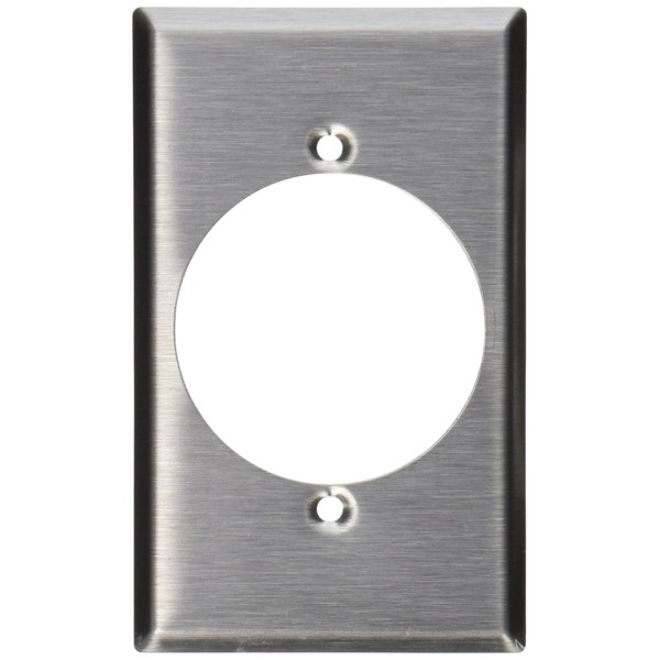 Leviton 003-84028 Receptacle Standard Size Wall Plate, 1 Gang, 4-1/2 In L X 2-3/4 In W 0.187 In T, Smooth, Stainless steel