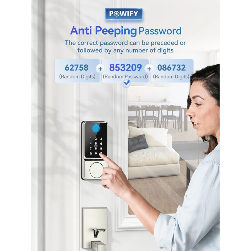POWIFY Keyless Entry Door Lock with Handle, APP Control Smart