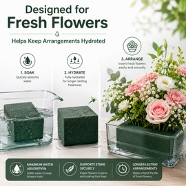 TOSIN Pack of 8 Green Wet Floral Foam Blocks 23 x 11 x 7 cm, Florist Foam Bricks for Fresh Flowers, Flower Arranging Foam for Bouquets, Centrepieces, Weddings, Funerals, Home Decor & DIY Crafts
