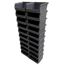 20 x XL1 Size 1 Small Parts Plastic Open Fronted Storage Stackable Bins 0.46 Litres Linbin Order Picking Stacking Boxes (Pack of 20) (Grey)