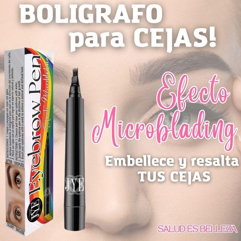 Lapiz de Cejas, boligrafo efecto microblading, cejas abundantes. Color Negro,
