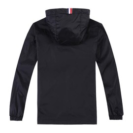 Jingle Bongala Boys Girls Lightweight Breathable Raincoat Waterproof Hooded Rain Jacket Windbreaker Easy to Fold-Black-130