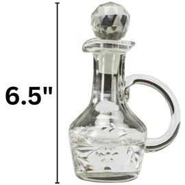 Needzo Hand Blown Glass Cruet Set, Dispenser Bottles with Stoppers, Home and Church Essentials, 6.5 Inches, 6 Ounces Each, Pack of 2