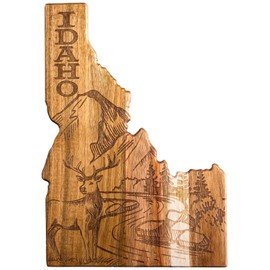Totally Bamboo Rock & Branch Origins Series Idaho State Shaped Cutting Board and Charcuterie Serving Tray, Includes Hang Tie for Wall Display 10-1/2" x 15" x 5/8"