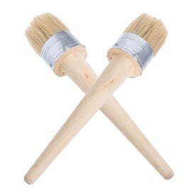 KONTONTY DIY Painting Tool 2pcs Round Paint Brushes for Acrylic Chalk Stencil Brushes Wooden Handle 50mm Home Decor Craft Supplies