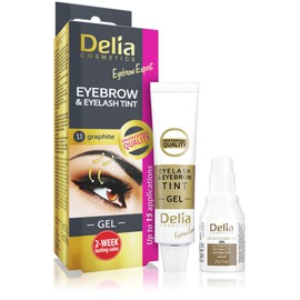 Delia Cosmetics - Eyebrow and eyelash colouring - graphite - long-lasting effect up to 14 days - colour for eyebrows and eyelashes - 15 ml